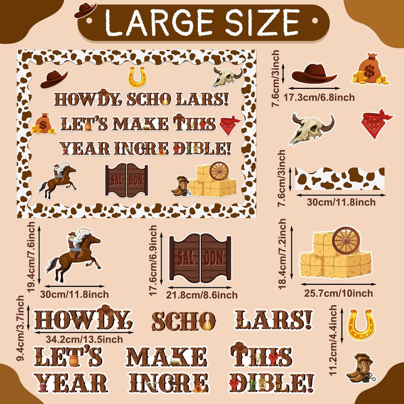 Mooliwe Western Cowboy Bulletin Board Decorations Set, Wild West Classroom