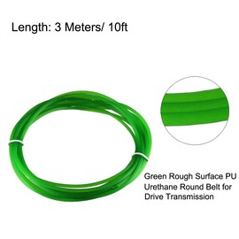 uxcell 10ft 2mm PU Transmission Round Belt High-Performance Urethane Belting Green for Conveyor Bonding Machine Dryer