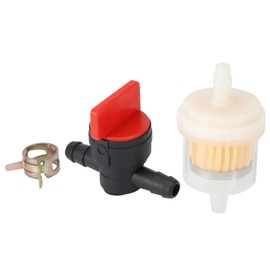 G1/4 Gas Shut-Off Valve Filter Clamp Kit, Fuel Gas Filter,Petrol Strainer Cup for Brush Cutter Lawn Mower Carburetor,for Gardening, with Easy Installation
