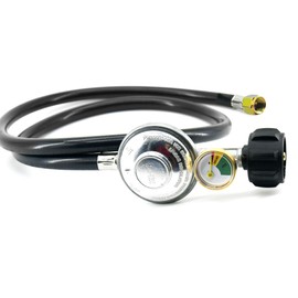 Rixordd 5 Feet Propane Regulator Hose with Gauge - QCC1 Connection for LP Gas Grill, Heater, and Fire Pit Table - 3/8" Female Flare Nut