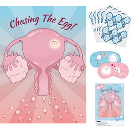 ASTARON Baby Shower Party Games Chasing The Egg Big Poster with 50 Players Stickers Baby Shower Games Party Decorations Gender Reveal Party Supplies