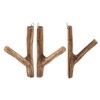 DESIGN DELIGHTS Set of 3 Wardrobe Hooks, Limb, Teak Root,