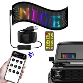 TOWEBOORY Flexible LED Scoreboard, Programmable LED Scrolling LED Sign with App Control, for Car, Truck, Shop, Bar, Graffiti, Animation (70 x 173 mm)