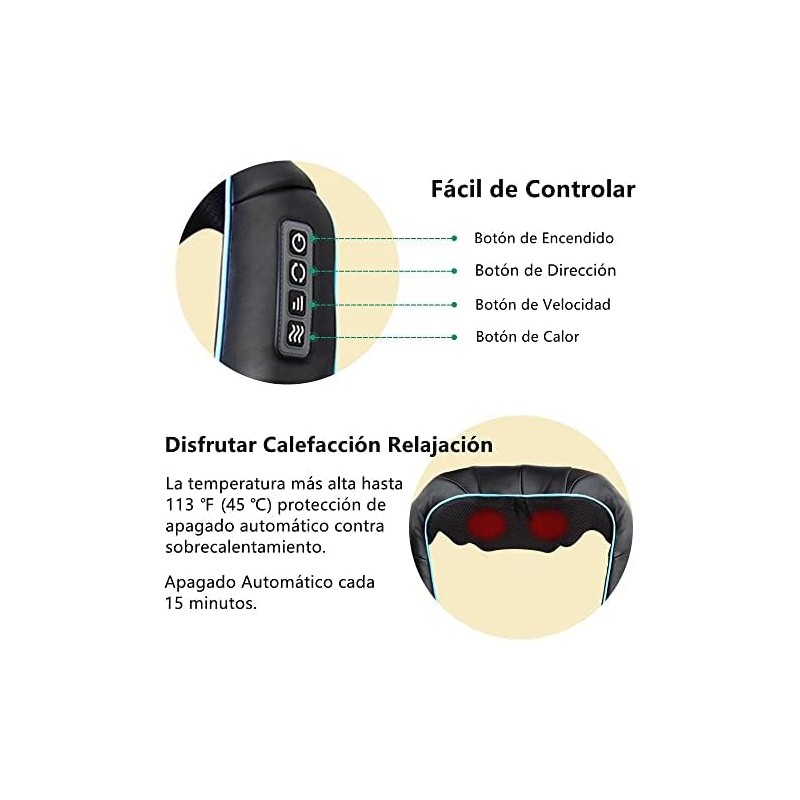 Masajeador Shiatsu para Cuello y Espalda con Calor y 8
