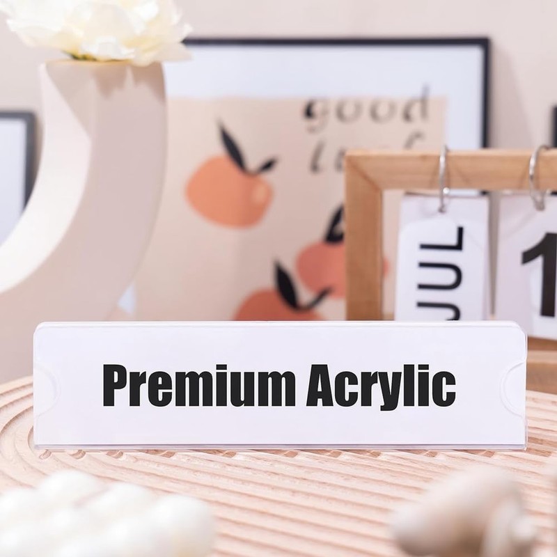 Fowecry Acrylic Name Plate Holder Clear Acrylic Plastic Sign Holder