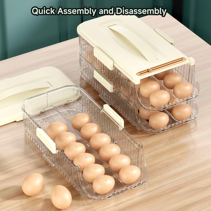 Egg Holder for Fridge, Egg Storage Automatic Rolling Egg Container