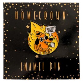 This is Fine Dog Enamel Pin, This is Fine Meme Brooch, Funny Cartoon Pin, Meme