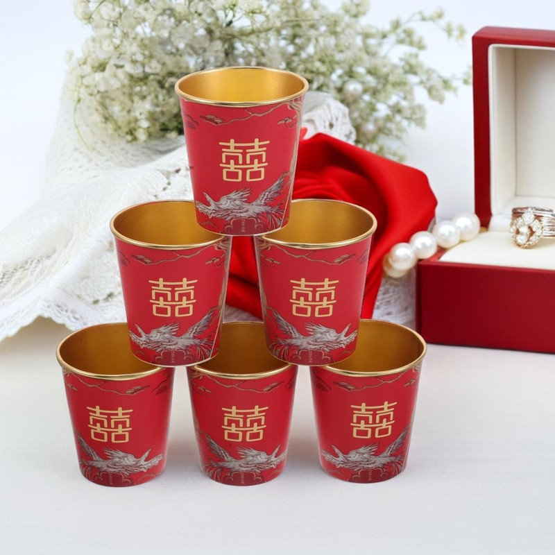 PLAFOPE 50pcs Elegant Disposable Tea Cups Chinese Paper Cups for