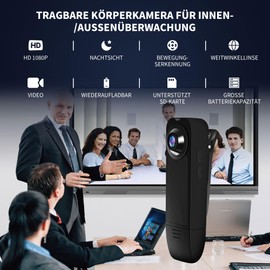 Baobylon Small Camera without WiFi, HD 1080P Body Cam with 32G Memory Card, Mini Surveillance Camera, Audio Video Recording Min Camera with Night Vision, Body Cam for Indoor Outdoor Surveillance