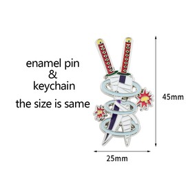 Anime Slayer Keychain Pin Set - Cartoon Figures 9 Hashiras Mini Katana Sword Key Chains Enamel Pin Jewelry Men Women (Sound Hashira Tengen Uzui)