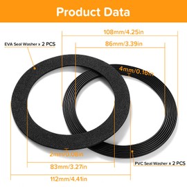 Lyeteung 4 Pieces 114 mm Washbasin O-Ring Sealing Ring for Sink, Flat Seal for Strainer Basket Drain, for 114 mm Sink Series