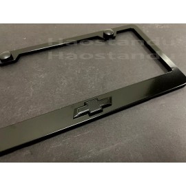 License Plate Frame Shop 1x (Black) Bowtie LOGO 3D Emblem BLACK Stainless License Plate Frame Tag Holder