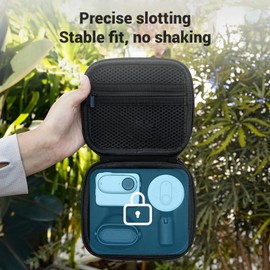 Small Carrying Case for Insta360GO 3S, Action Camera Hard Shell Bag Water Resistant Dust Proof with Dual Zipper, Portable Storage Bag Large Capacity for Travel