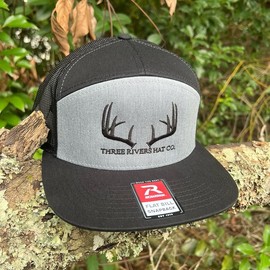 Classic Whitetail Rack-Flat Bill Hat Richardson 168 (5 color options) - Color: Heather Gray/Black