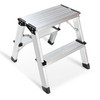 2 Step Ladder, Small Aluminum Folding Step Stool 330lbs, Lightweight