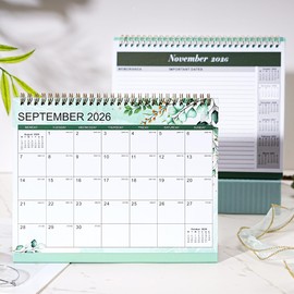 2026 Desk Calendar - Standing Flip 2026 Desktop Calendar with Thick Paper, January 2026 - December 2026, 25.5 x 20.5 x 8 cm, Twin-Wire Binding, Large Unruled Blocks, green
