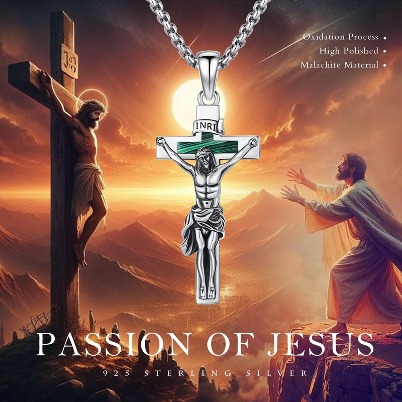 ZIPPICE Crucifix Necklace Men 925 Sterling Silver Catholic Cross Pendant