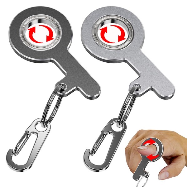 ZONSUSE Fidget Spinner Keychain, 2 Pieces Spinner Keychain Carabiner Spinner Keychain for Car, Portable Stress Relief Toys, Metal Fidget Toy for Children and Adults