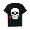 Skull Head Face Red Rose Rock n Roll Cool Skeleton