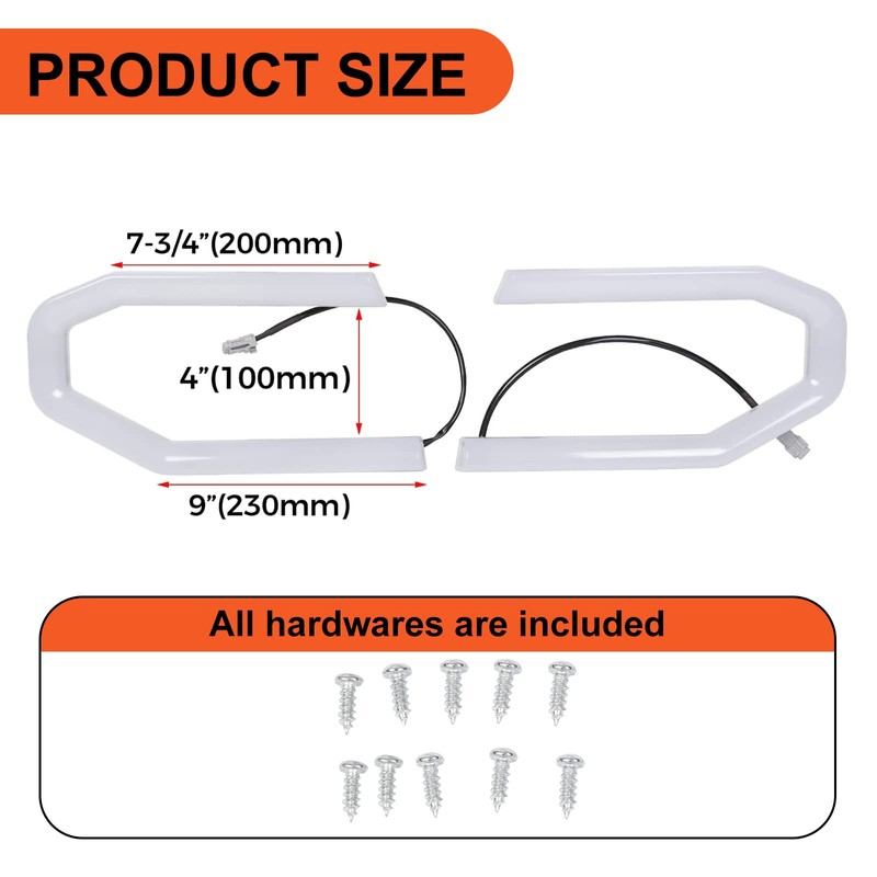 ECOTRIC LED Lights On Front Hood Bumper Grill Compatible with