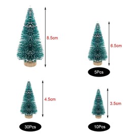(3.5/4.5/6.5/8.5 cm) 50 Pieces Mini Christmas Tree Artificial Christmas Tree Table Christmas Tree Small Miniature Fir with Snow Effect Green Christmas Decoration Christmas Table Decoration Craft Shop