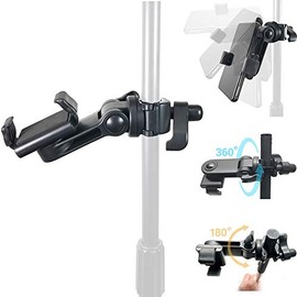 AccessoryBasics Music Boom Mic Microphone Stand Smartphone Mount w/360° Swivel Adjust Holder for all smartphones up to 3.75 inches wide (Zoom Video Compatible)