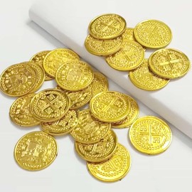 Aebor 300 Pcs Plastic Pirate Gold Coins St. Patrick's Day Play Treasure Coins Fake Coins Reward Gifts for Kids Board Games Pirate Party Cosplay Pirate Party Decorations (300pcs)
