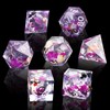 Liquid Core Flower DND Dice Set,7 PCS Resin Polyhedral Dice
