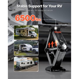 VEVOR 6500 lbs RV Scissor Jacks, 4-23.4 in RV Stabilizer Leveling Scissor Jacks, Set of 4, Heavy Duty Stabilizer Jack with Crank Handle, Socket and Bubble Levels, Not Easily Bent or Deformed