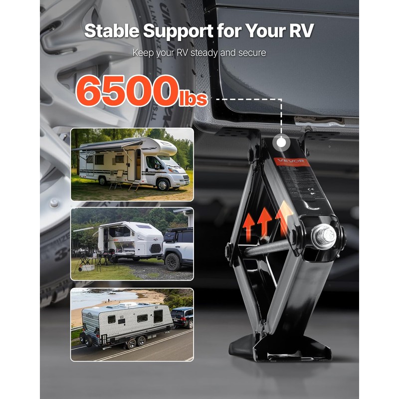 VEVOR 6500 lbs RV Scissor Jacks, 4-23.4 in RV Stabilizer