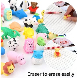 36 PCS Animal Erasers, Bulk Pencil Erasers Come Apart Puzzle Eraser Toys for Classroom Rewards, Party Favors, Games Prizes, Easter Egg Fillers, Carnivals Gift and School Supplies (Random Designs)
