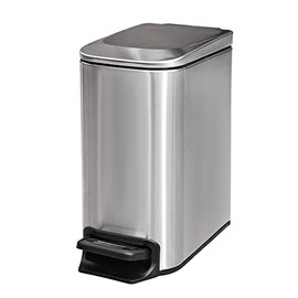 Cesun Small Bathroom Trash Can with Lid Soft Close, Step Pedal, 6 Liter / 1.6 Gallon Stainless Steel Garbage Can with Removable Inner Bucket, Anti-Fingerprint Finish (Silver)