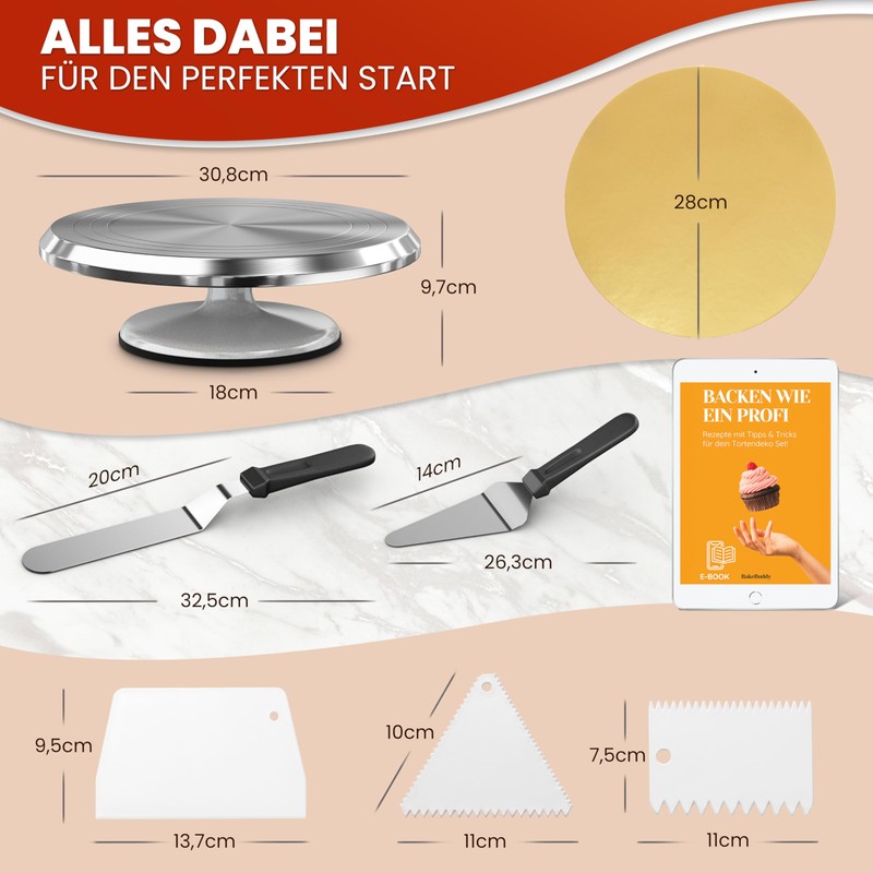 BakeBuddy Professional turntable cake (set) - 30 cm aluminium cake