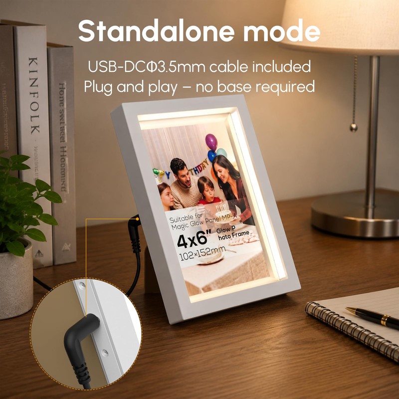 4x6 Inch LED Light Up Photo Frame for Pegboard, Glowing