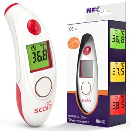 Termometro digitale da fronte a infrarossi Scala SC 8360 NFC Top Speed Night con memorizzazione dei dati di allarme febbre ottico e acustico tramite connessione NFC e APP