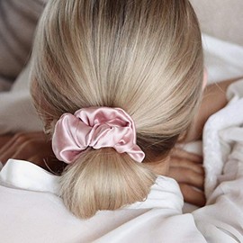 Waterlily Scrunchie 100% Mulberry Silk 22momme Hair Ties Scrunchies for Women Girls soft pure natural care (Blush Pink)