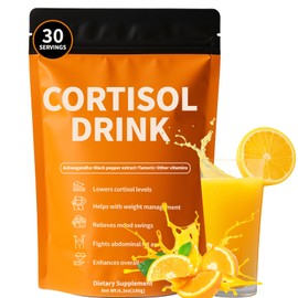 Cortisol Drink Powder | Cortisol Supplements for Women & Men | Ashwagandha, L-Theanine, Turmeric Root, Black Pepper Extract for Relax & Focus, Healthy Cortisol Levels, Mental Clarity, Vegan, 6.3oz