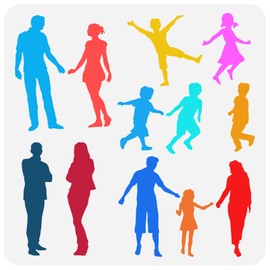 FINGERINSPIRE Small Figures Stencil 30x30cm Square Painting Stencil Family Stencil Couples Template Family Member Silhouette Stencil Plastic PET Stencil for Floor Wall Door Furniture