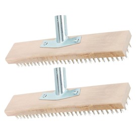 IWOWHERO 2pcs Deck Brush for Efficient Moss and Grass Removal Heavy Duty Coppered Wire for Concrete Roofs and Patios -Handled Cleaning Tool for Outdoor