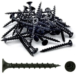 TERF® Drywall Coarse Thread Sharp Point Screws 3.5 X 38mm Phillips Drive Flat Countersunk Black Phosphate Finished For Drywall Plasterboard Wood Timber Multi Purpose Use - Pack of 100