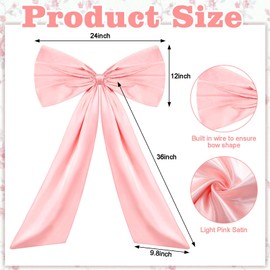 YUYWWAN Large Satin Bow, 60 x 90 cm Gift Bow, Large, Exquisite Bow Decoration, Satin Bows Large for Party Decoration, Wall Decoration, Wedding, Home Decoration (Pink)