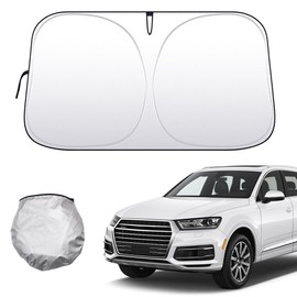 AKJAXQU Sonnenschutz Auto Frontscheibe 145×80cm, Auto Sonnenschutz Frontscheibe Innen, Frontscheibenabdeckung, Windschutzscheibe für Sommer Selbsthaftend UV Hitzeschutz Plane Faltbar