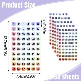 6 Set Number Stickers 1-300 Dot Consecutive Number Labels Self-Adhesive for Organizing Nail Polish Bottle/Nail Swatch Sticks/Lipstick Without Residue Small Number Labels Stickers (Dia.10mm)