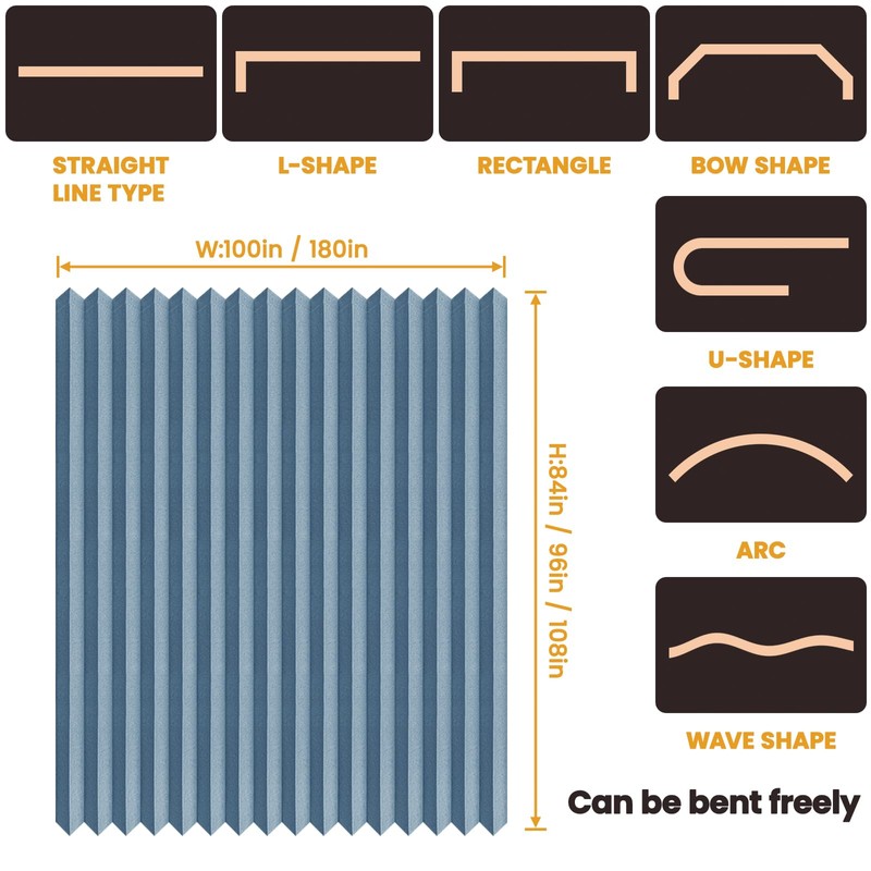 JILRON Accordion Partition Curtain with Ceiling Track - Space-Saving Room