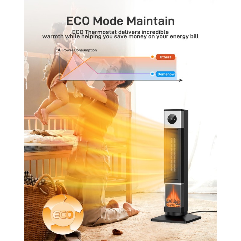 Domenow Space Heaters for Indoor Use, 33" Ceramic Tower Space