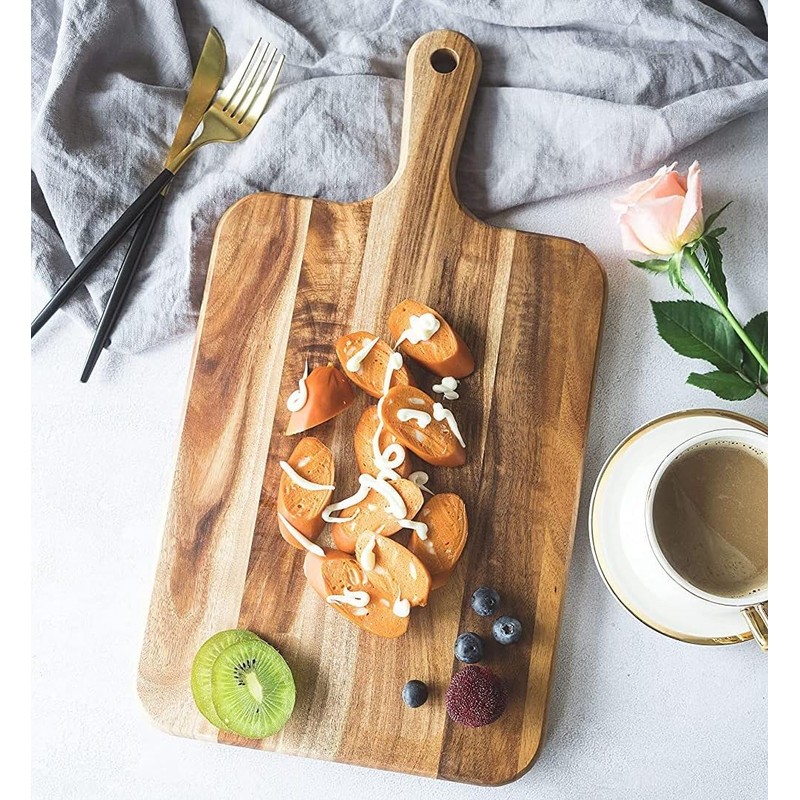 DIFEIUKI Wooden Cutting Board, Bread Stand, with Handle, Pizza Board,