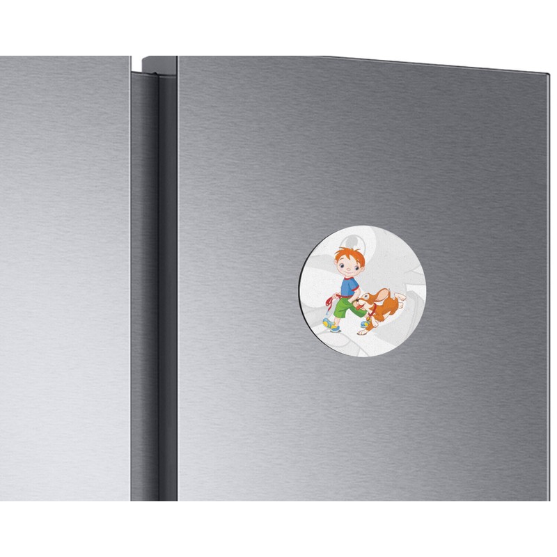 Unbranded Boy Walking A Dog Animal | 4'' X 4''