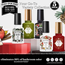 Poo-Pourri Before You Go Toilet Spray 5 Pack Set 2 oz Bottles, Peaches And Cream, Fir Flush, Flush Down, Berry and Bright, Balsam Bum Set