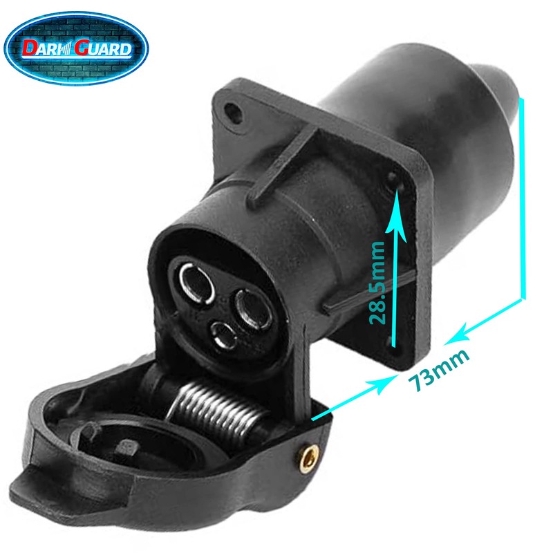 DARKGUARD 2Pieces 3 Pin Tractor Socket 12v 24v,3pin Trailer Socket,