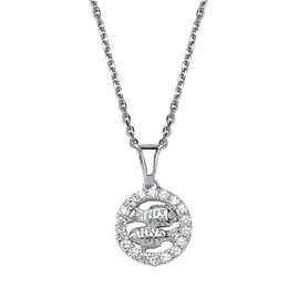 Vinani Pendant Zodiac Sign Fish Zodiac Horoscope with Zirconia White with Chain Extendible 42-50 cm 925 Sterling Silver Birthday 2AZJ, Sterling Silver